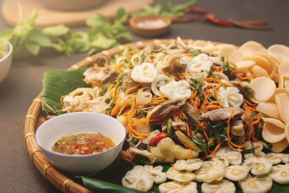 Gỏi gà măng cụt.